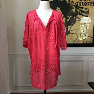 Caique Swim Coverup Tulip Pink Perforated 18 20